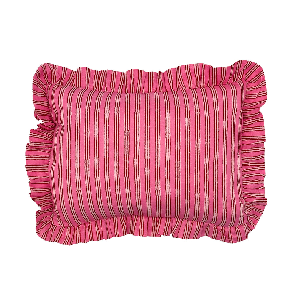 
                  
                    Hand block frilled cotton cushion - Sally
                  
                