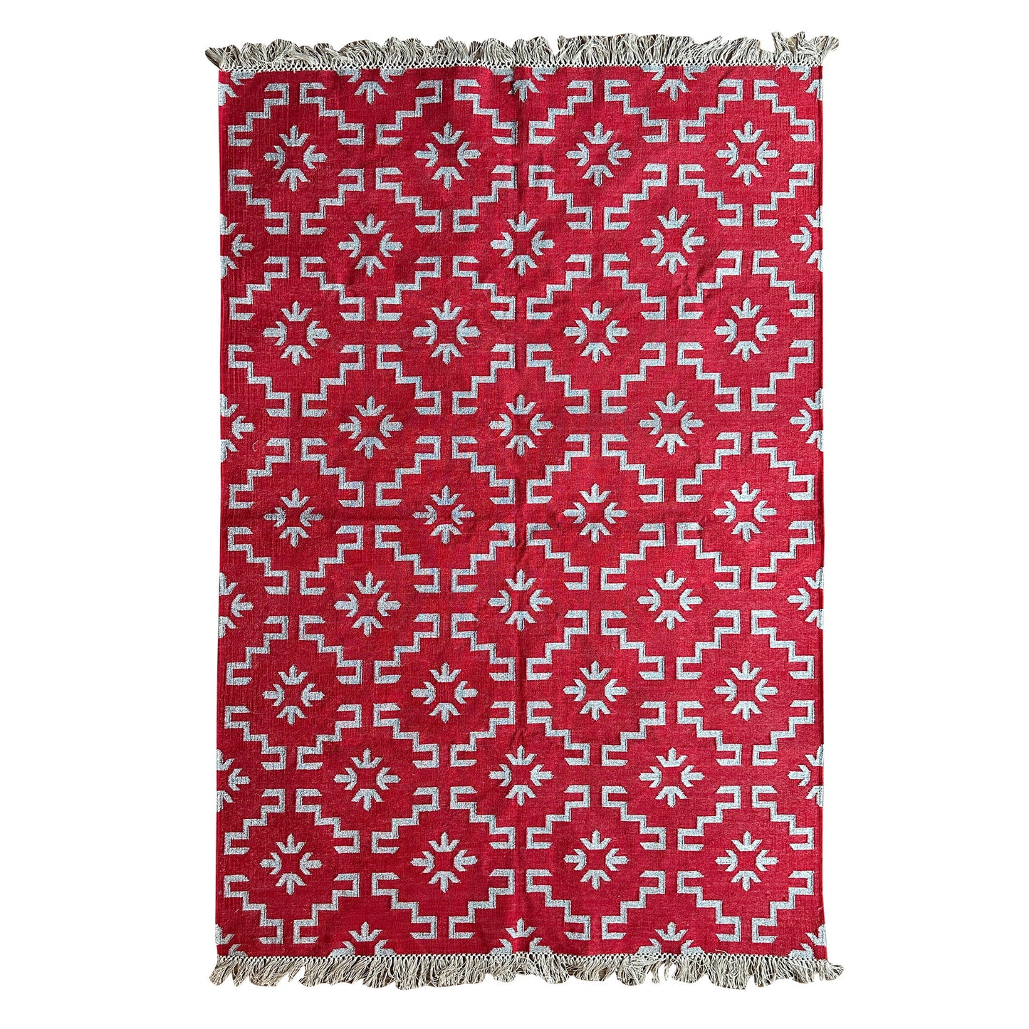 Arrti Indian Cotton Handmade Rug - Sparkle Red