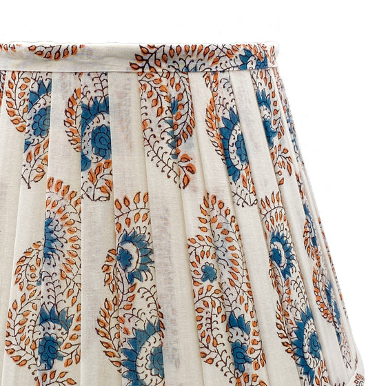 Bea Pleated Cotton Block Printed Lampshade