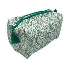  Quilted Cotton Wash Bag - Pine Green