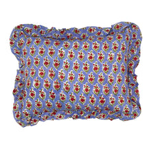  Hand block frilled cotton cushion - Chloe in Mauve