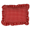 Hand block frilled cotton cushion - Georgie