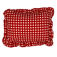  Hand block frilled cotton cushion - Georgie