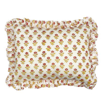  Hand block frilled cotton cushion - Jemima