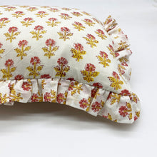  Hand block frilled cotton cushion - Jemima