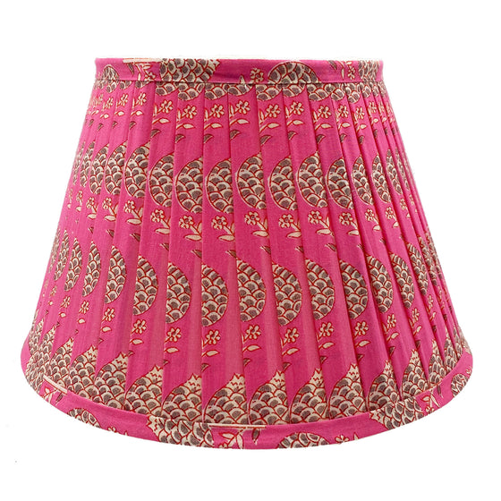Bright pink Indian block print lampshade