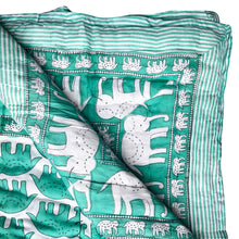  Nell Green Handmade Block Print Cotton Quilt