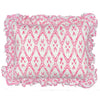 Pink trellis Indian block print frilled cushion