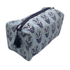 Quilted Cotton Wash Bag - Pale Blue Posy
