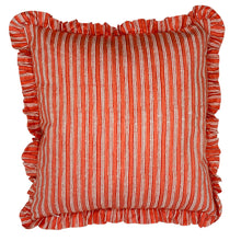  Large hand block frilled cotton cushion - Sally in Coral