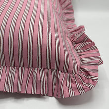  Large hand block frilled cotton cushion - Sally in Dusky Pink