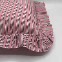  Hand block frilled cotton cushion - Sally in Dusky Pink