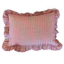  Hand block frilled cotton cushion - Sally in Dusky Pink