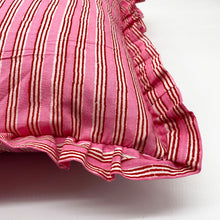  Large hand block frilled cotton cushion - Sally