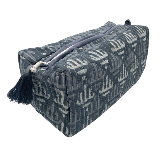 Quilted Cotton Wash Bag - Storm Grey