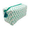 Quilted Cotton Wash Bag - Teal Buti