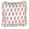Large hand block frilled cotton cushion - Tilly