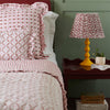 Hand block frilled cotton cushion - Bow Peep in Pink