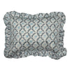 Hand block frilled cotton cushion - Bow Peep in Blue