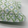 Hand block frilled cotton cushion - Bow Peep in Green