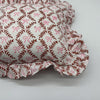 Hand block frilled cotton cushion - Bow Peep in Pink