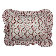  Hand block frilled cotton cushion - Bow Peep in Pink