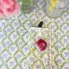Bow Peep block printed table cloth - Blue and Green