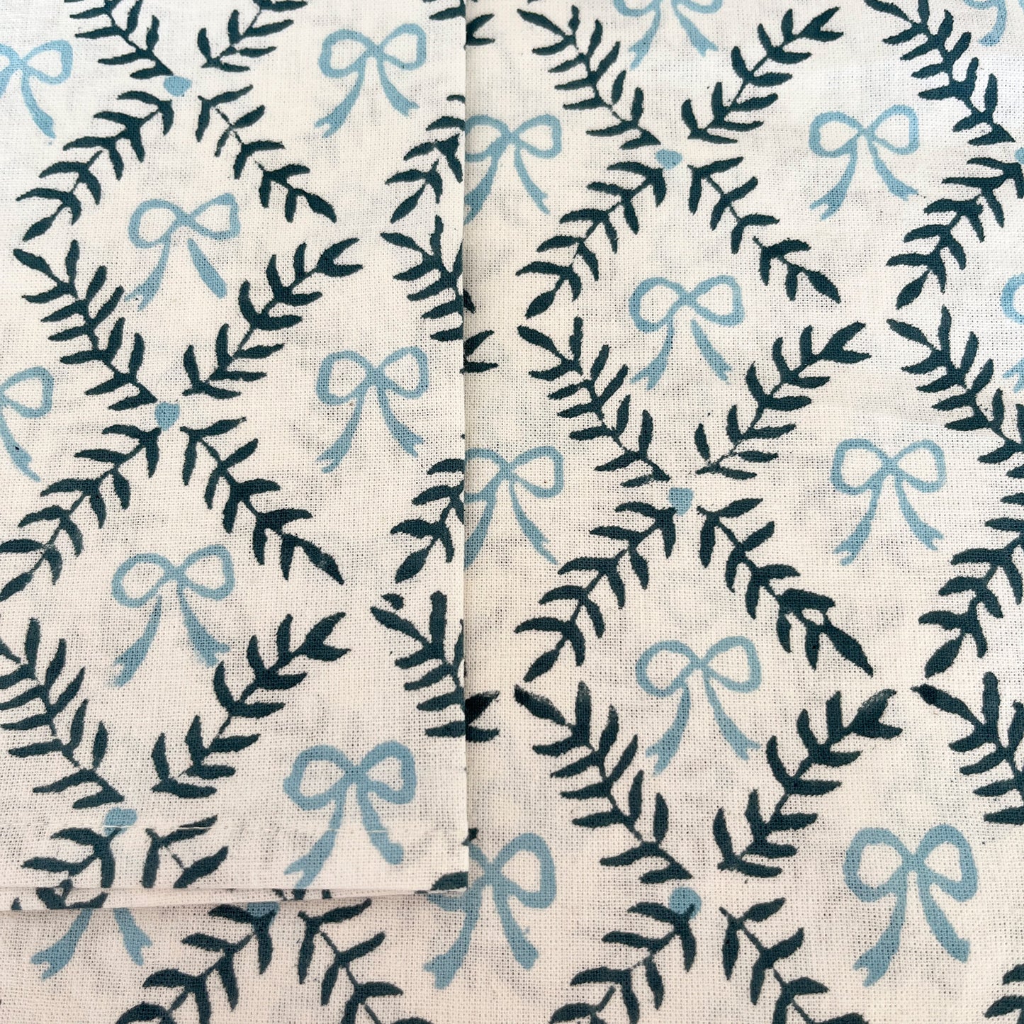 Bow Peep block printed Napkins (4) - Pale and Navy Blue