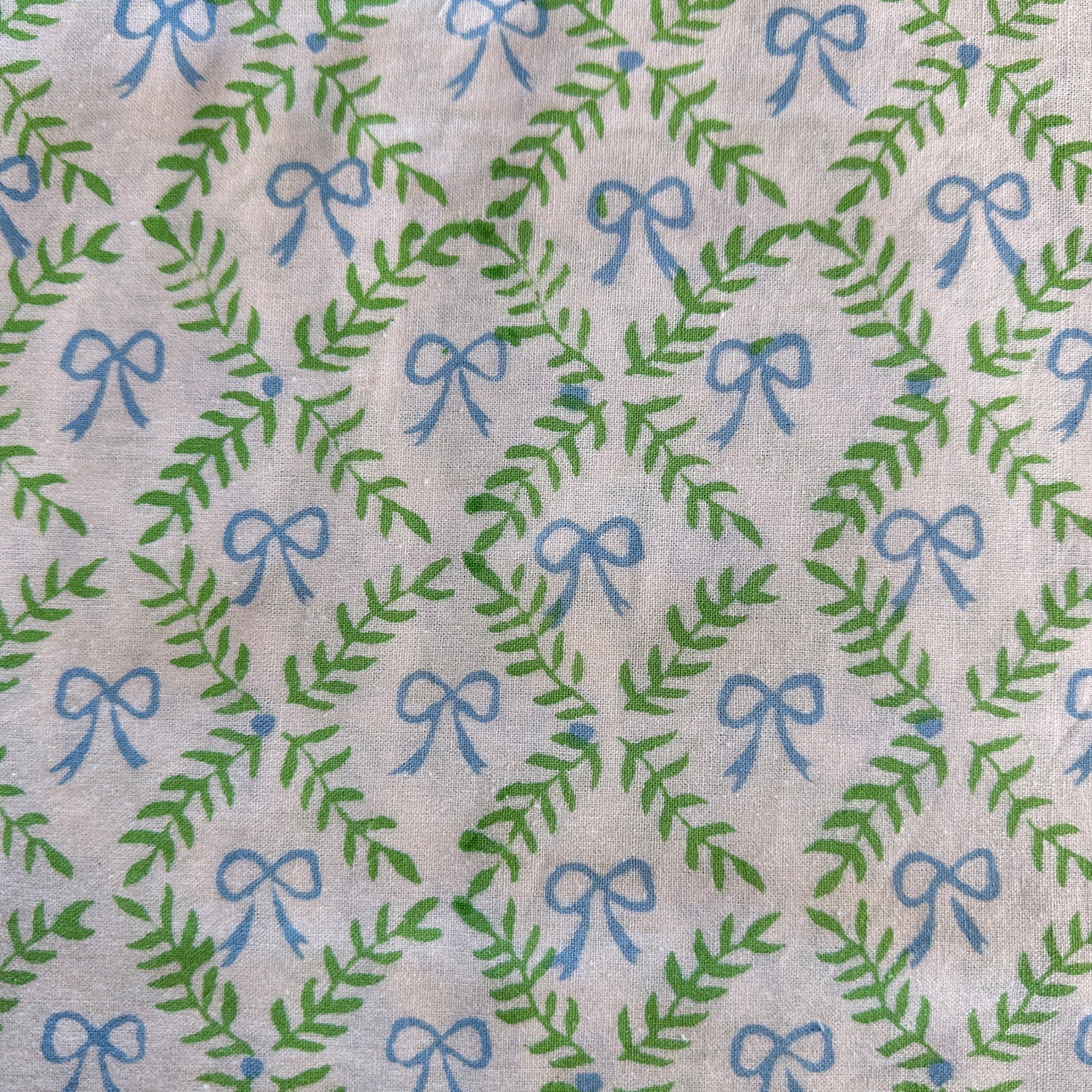 Bow Peep block printed table cloth - Blue and Green