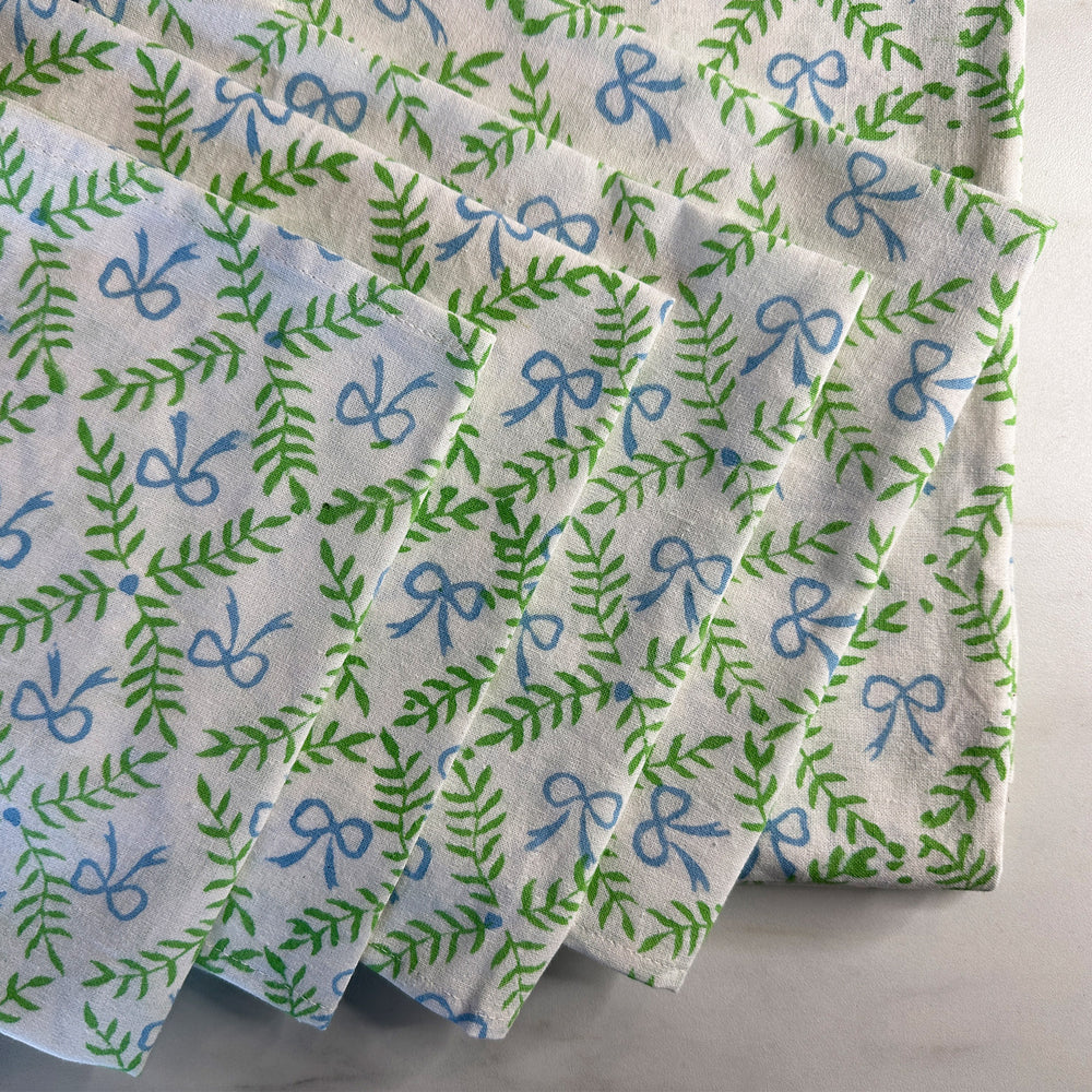 
                  
                    Bow Peep block printed table cloth - Blue and Green
                  
                
