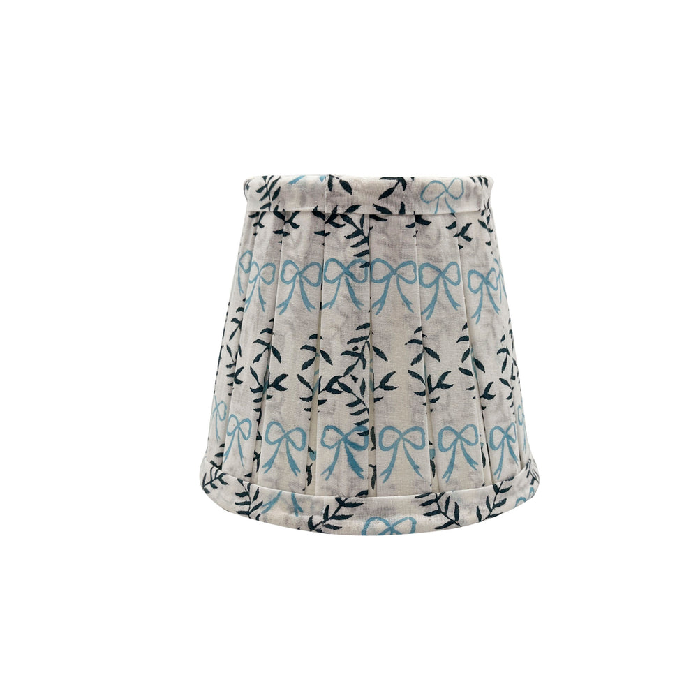 
                  
                    Bow Peep Pleated Cotton Block Printed Lampshade in Blue
                  
                