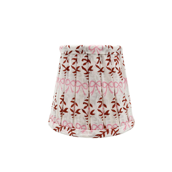 Bow Peep Pleated Cotton Block Printed Lampshade in Pink
