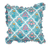 Large hand block frilled cotton cushion - Camilla