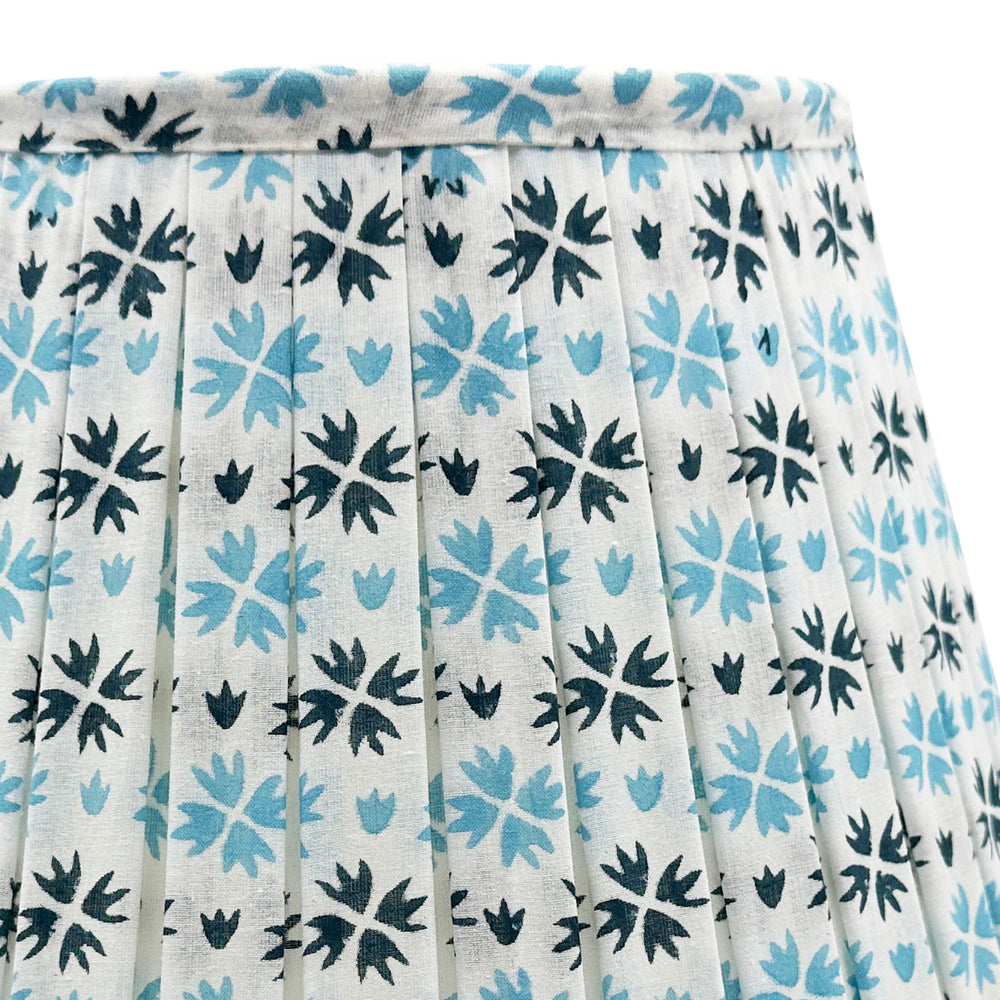 
                  
                    Heidi Pleated Cotton Block Printed Lampshade in Blue
                  
                