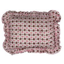  Hand block frilled cotton cushion - Heidi in Pink