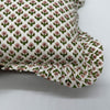Hand block frilled cotton cushion - Issy in Pink and Green