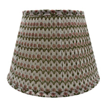  Issy Pleated Cotton Block Printed Lampshade in Pink and Green