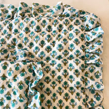  Issy Handmade Block Print Cotton Quilt in Blue & Green