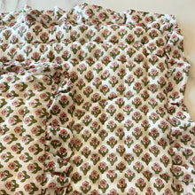  Issy Handmade Block Print Cotton Quilt in Pink & Green