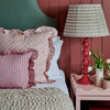 Large hand block frilled cotton cushion - Jennie in Pink
