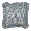 Large hand block Jennie Cotton Frilled Cushion in Pale Blue