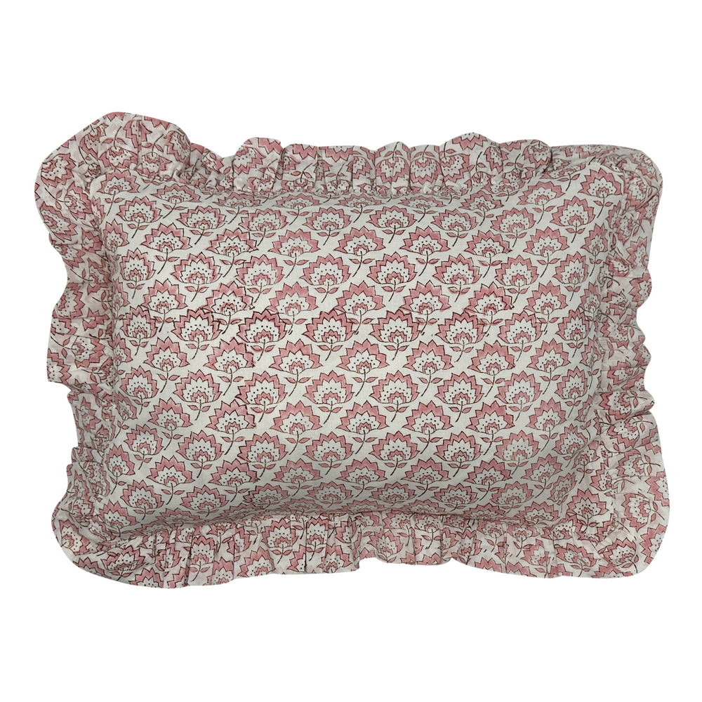 
                  
                    Jennie Gathered Cotton Block Printed Lampshade in Pale Rose Pink
                  
                