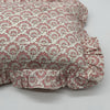 Hand block frilled cotton cushion - Jennie in Pale Rose Pink