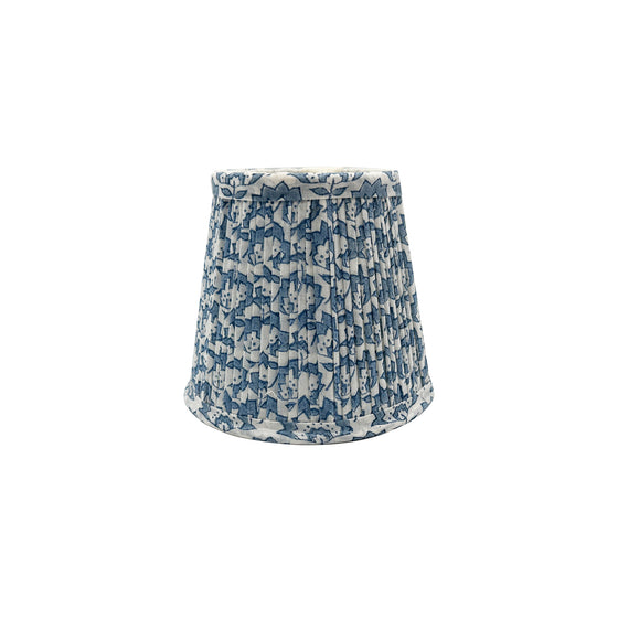 Jennie Gathered Cotton Block Printed Lampshade in Pale Blue