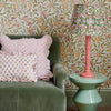 Large hand block frilled cotton cushion - Jennie in Pink