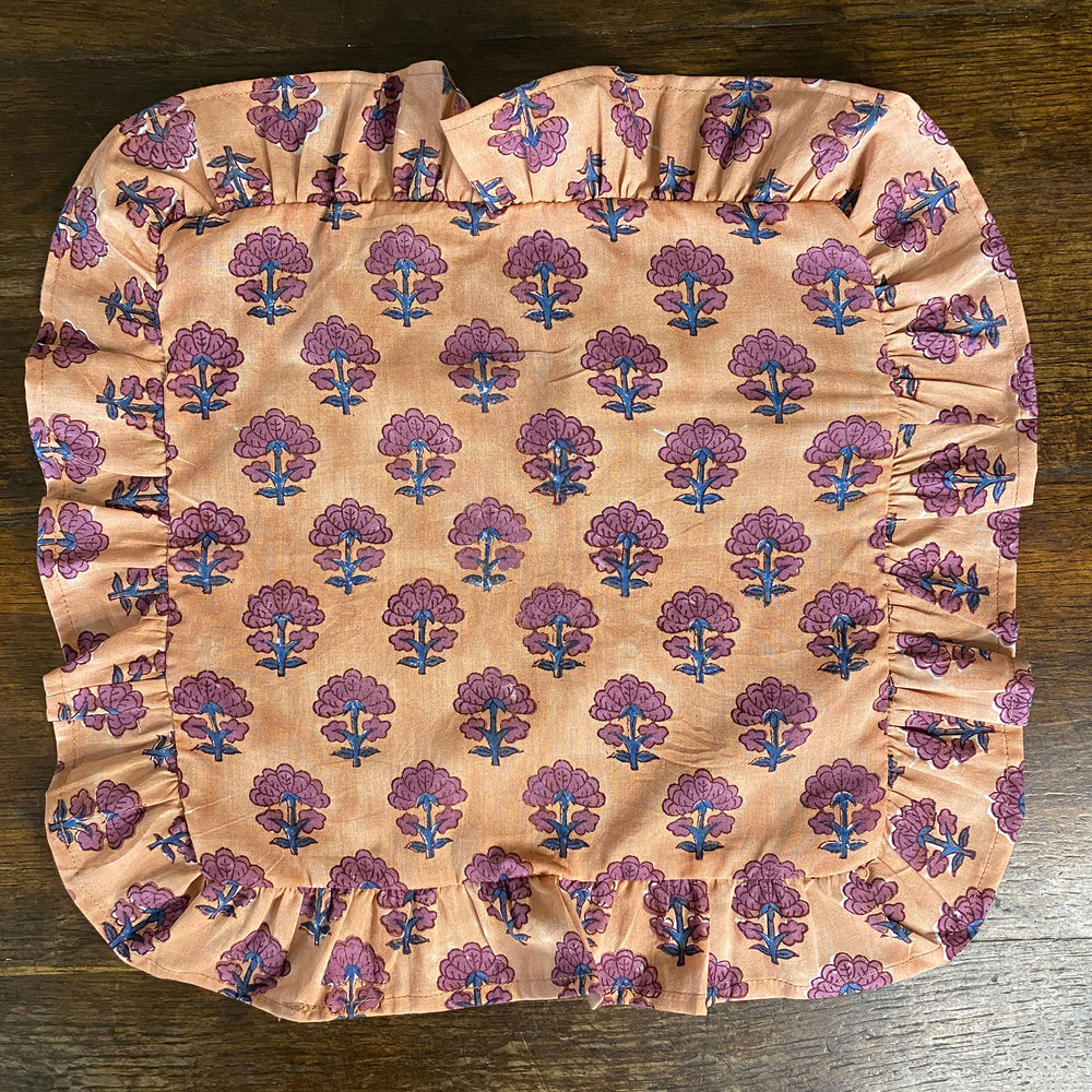 
                  
                    Kitty block printed table cloth - Faded terracotta with purple and blue flowers
                  
                