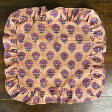  Kitty block printed Napkins (4) - Faded terracotta with purple and blue flowers