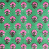 Kitty block printed table cloth - Jewel green with magenta pink flowers