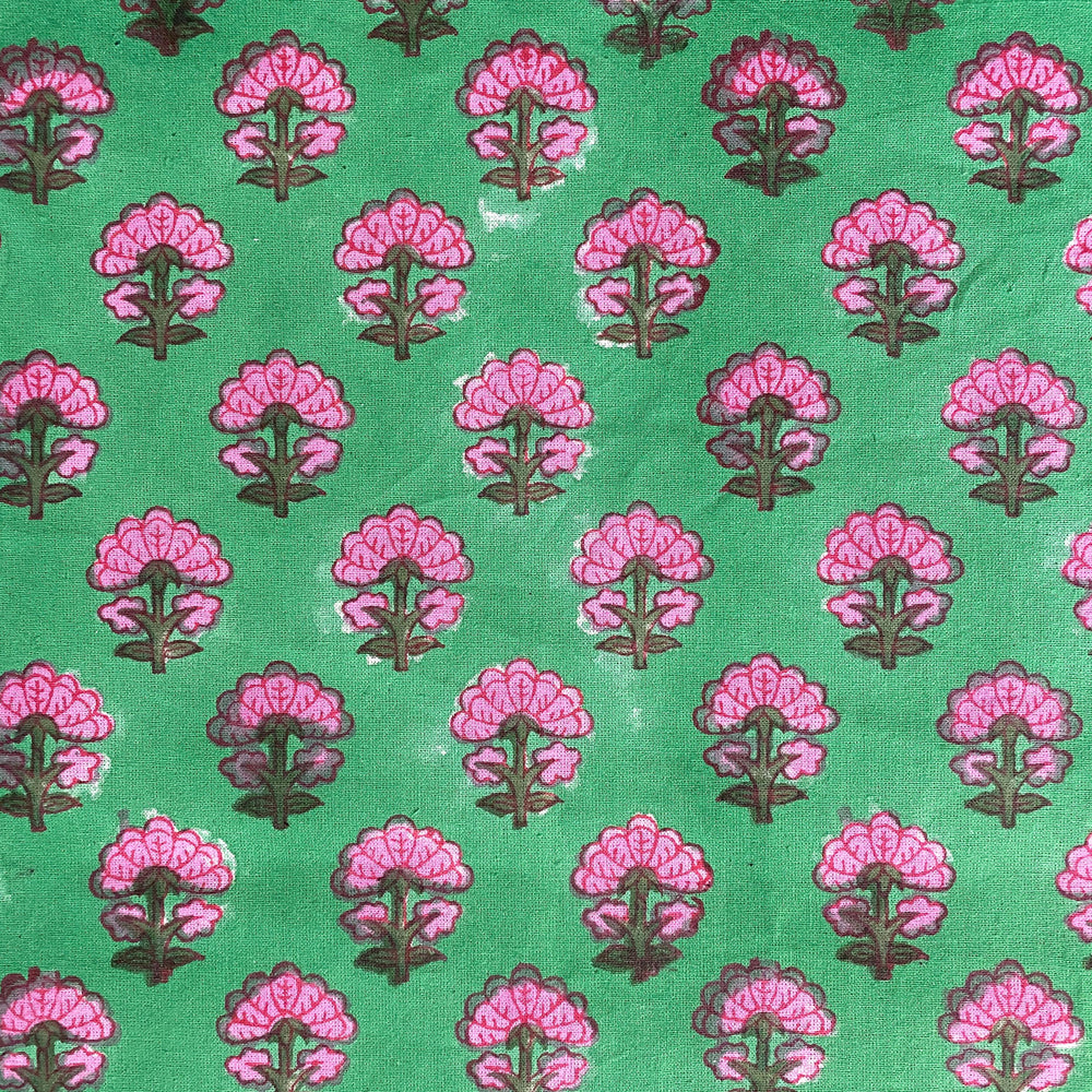 
                  
                    Kitty block printed Napkins (4) - Jewel green with magenta pink flowers
                  
                