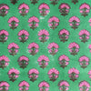 Kitty block printed Napkins (4) - Jewel green with magenta pink flowers